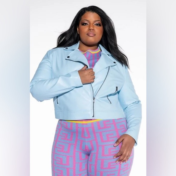 PLUS AZALEA WANG ICE COLD SPRING MOTO JACKET - Picture 1 of 9